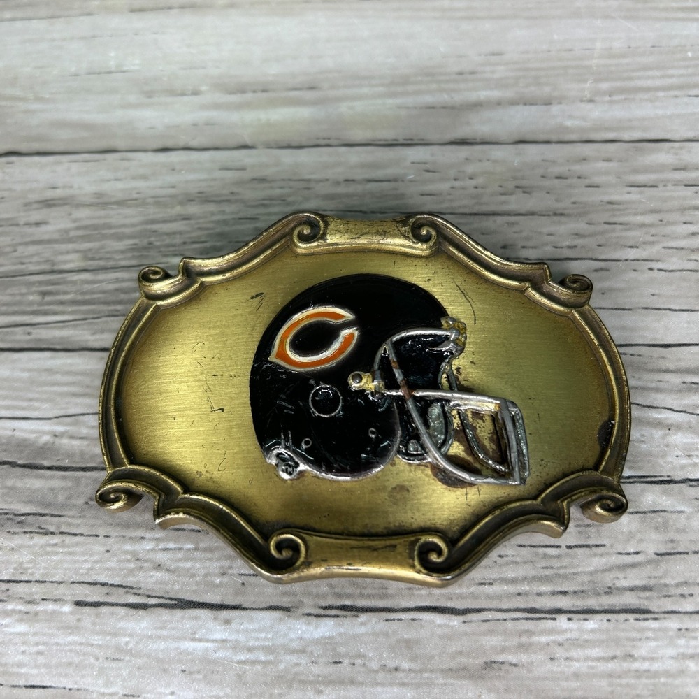 Raintree Belt Buckle 1978 Chicago Bears Football Helmet Logo Fanwear Gold Tone